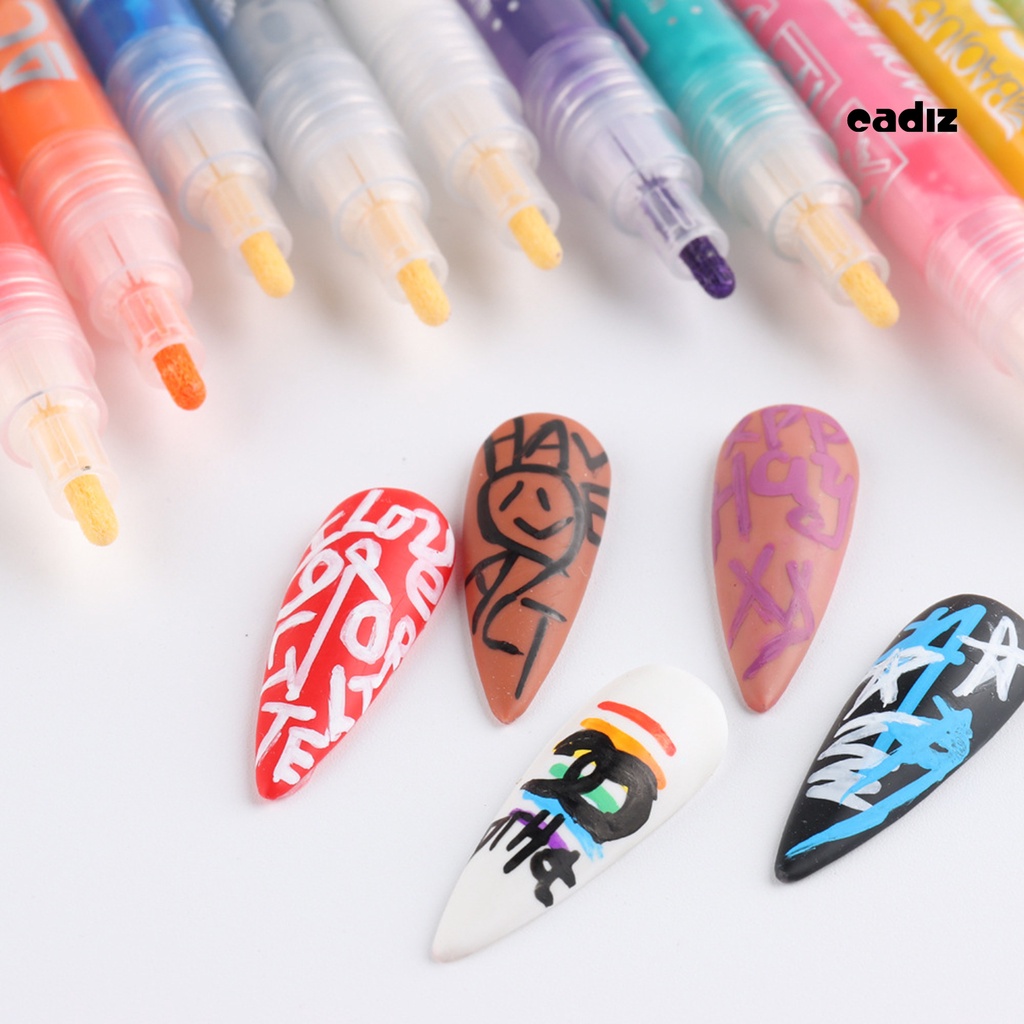 Bộ 12 Cây Bút Vẽ Móng Tay 12 Màu Chống Nước Mịn Màng DIY