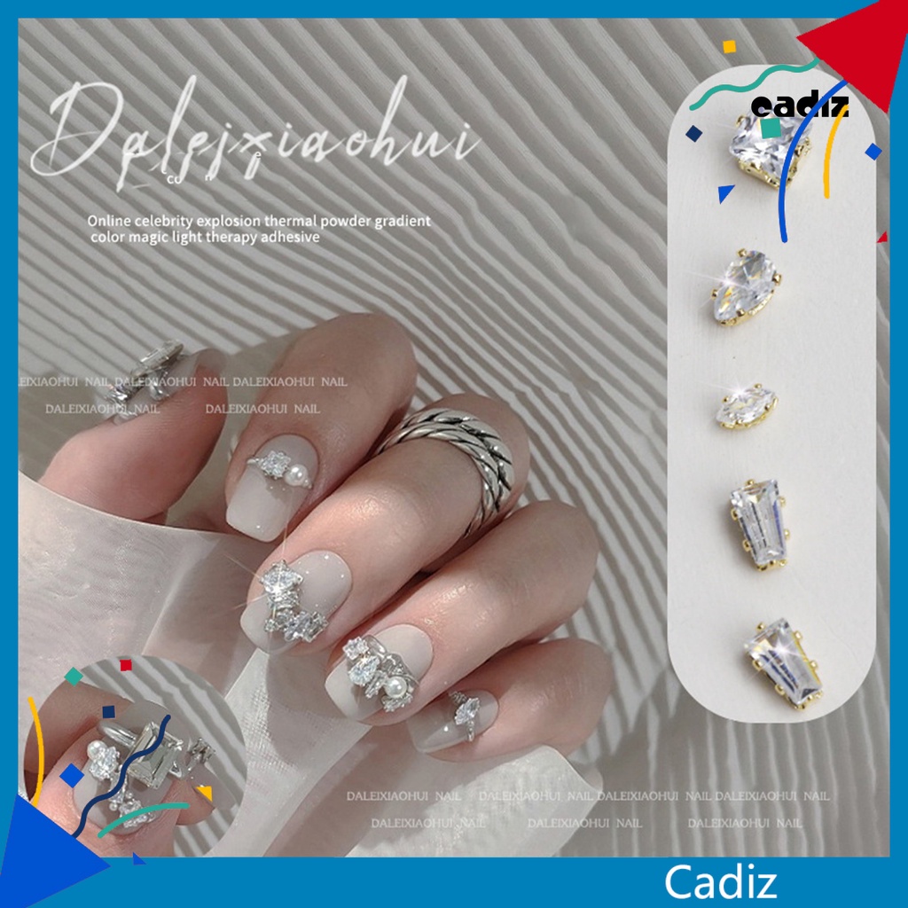 Set 10 Miếng Dán Móng Vuốt Đính Đá Zircon Chống Trầy Chống Rơi Dễ Dán