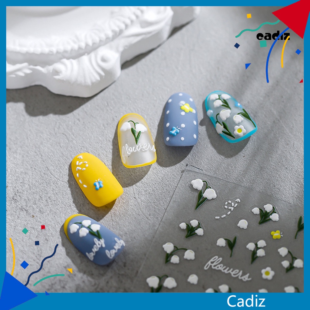 Miếng Dán Trang Trí Móng Tay 3D Tự Dính Không Phai Chống Rơi Vỡ Họa Tiết Hoa 5D Dành Cho Nữ