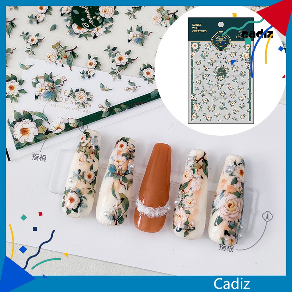 Miếng Dán Móng Tay Tự Dính Không Phai Siêu Mỏng Họa Tiết Hoa Phong Cách Nhật Bản Cho Nữ