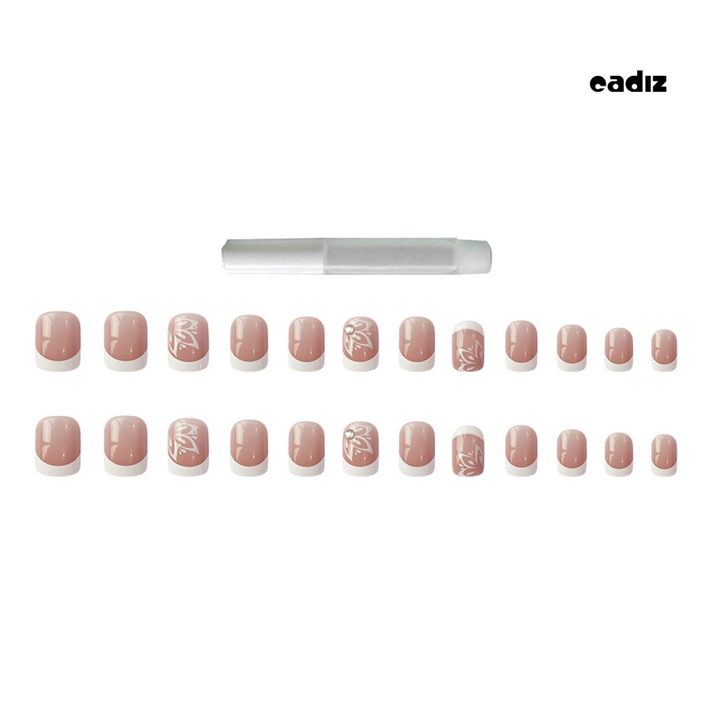 1 Bộ Móng Tay Giả Che Phủ Toàn Diện Kèm Keo Dán DIY Phong Cách Pháp Cho Salon