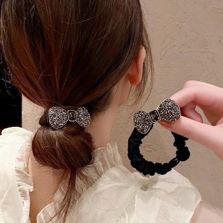 Dây Buộc Tóc Vải Lụa Satin Co Giãn Đính Đá Pha Lê Thời Trang Cho Nữ