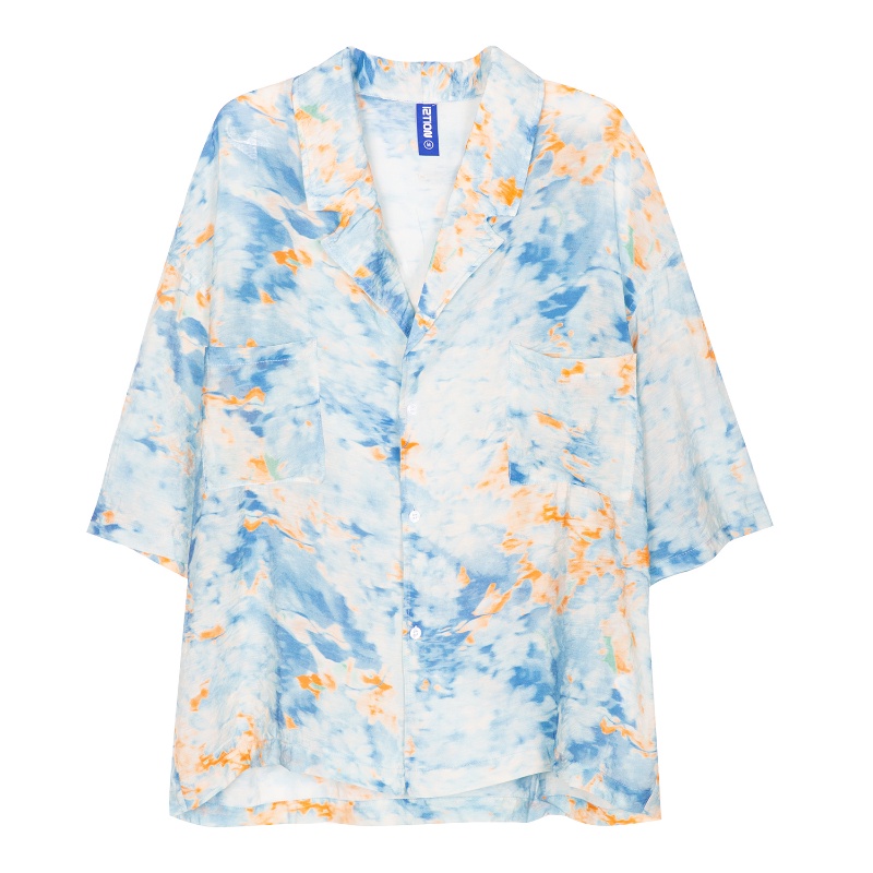 Áo Sơ Mi Tay Lửng Nhuộm Màu Họa Tiết Hoa Thời Trang Mùa Hè Cho Nam