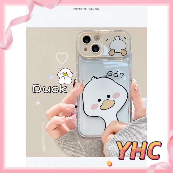 Ốp Lưng iPhone Camera Dấu chấm hỏi, vịt lật, giá đỡ gương, vỏ mềm chống rơi trong suốt Cho Iphone 6 / 6S / 6splus / se / 7 / 7plus / 8 / 8plus / X / xs / xsmax / 11 / 12 / 13 / 14 / Plus / pro / pro max-8012