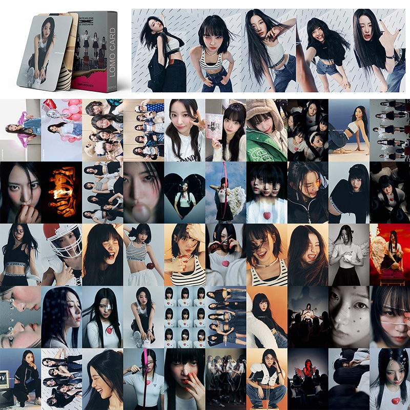 LE SSERAFIM UNFORGIVE Hộp 55 Ảnh LOMO Card Chưa Được Tặng Kèm Hình Thẻ LOMO