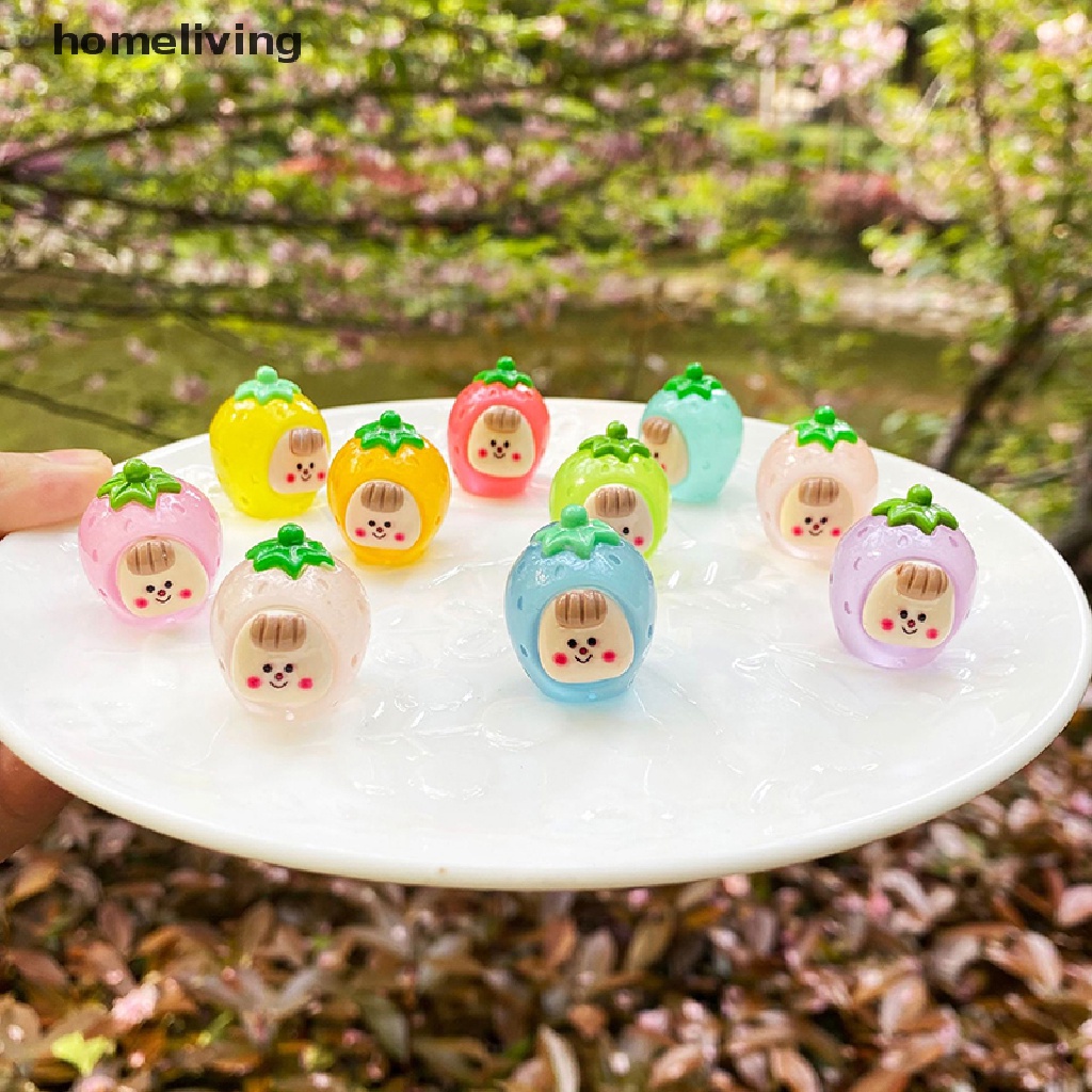 Bộ 2 Đồ trang trí Trái Dâu Hoạt Hình Phát Sáng Dùng Trang Trí Tiểu Cảnh