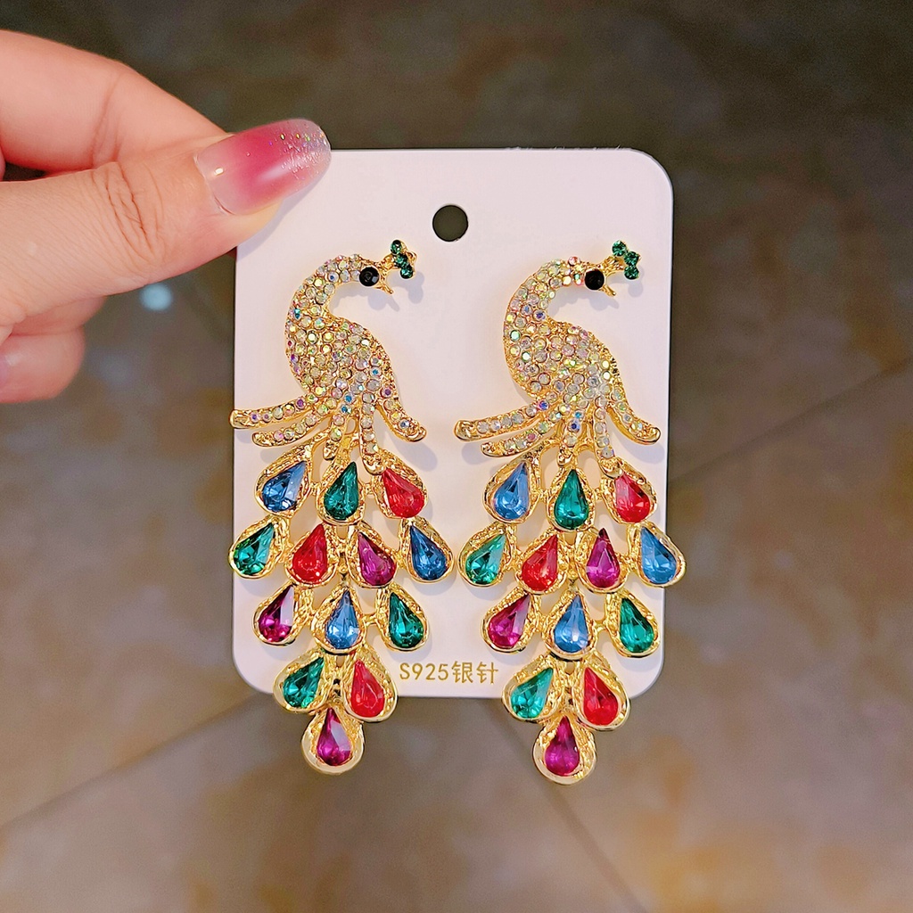 Bông Tai Hình Chim Công Sang Trọng Phong Cách Âu Mỹ