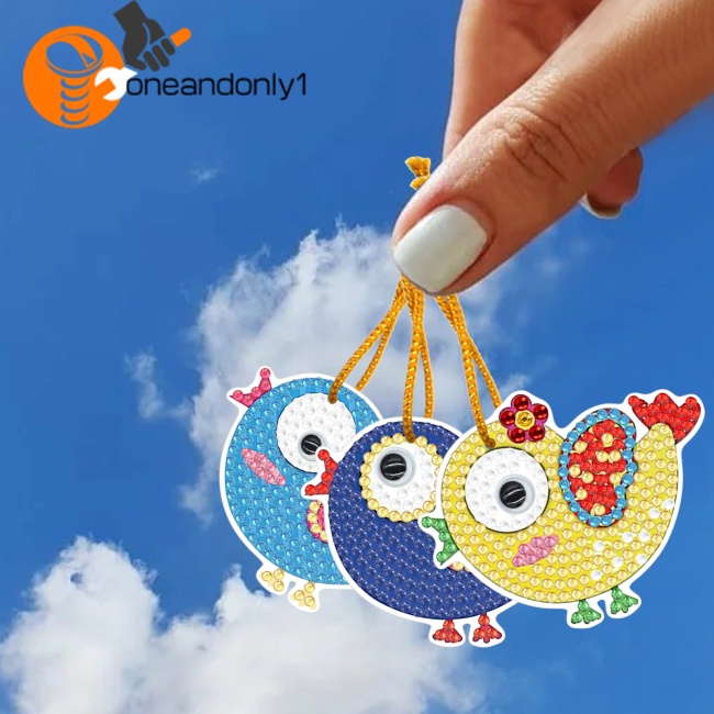 Bộ 13 Món Tranh Đính Đá Tự Làm Hình Chú Chim Hoạt Hình Kèm Dây Treo Trang Trí