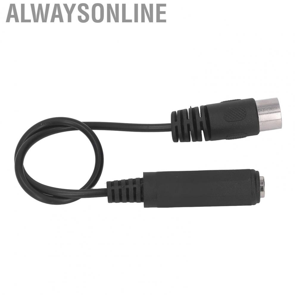Alwaysonline 6.35mm Female To 5pin MIDI Adapter Cable  5 Pin 1 Ft 1ft Long Plastic Metal for DVD Players MP3