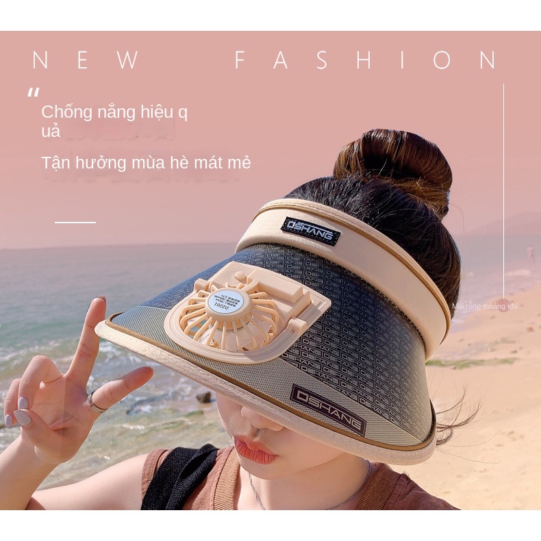 Mũ Rộng Vành Chống Nắng Thiết Kế Mới Có Quạt Sạc USB Cao Cấp Thời Trang Mùa Hè Cho Nữ