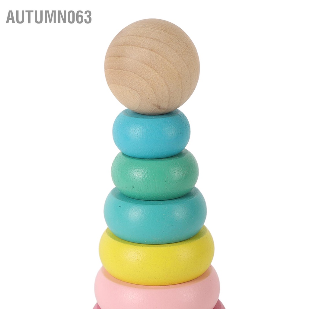 Autumn063 Đồ chơi vòng tròn xếp chồng bằng gỗ Giáo dục đầy màu sắc cho trẻ sơ sinh và mới biết đi