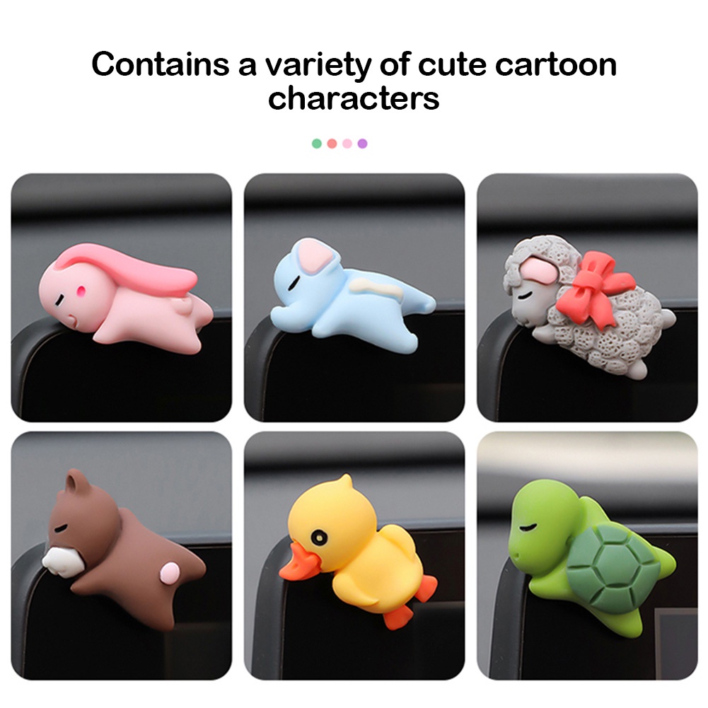 Bộ 6 Đồ trang trí Động Vật Đang Ngủ Mini Bằng Nhựa Resin Dễ Thương Trang Trí Xe Hơi/Xe Máy