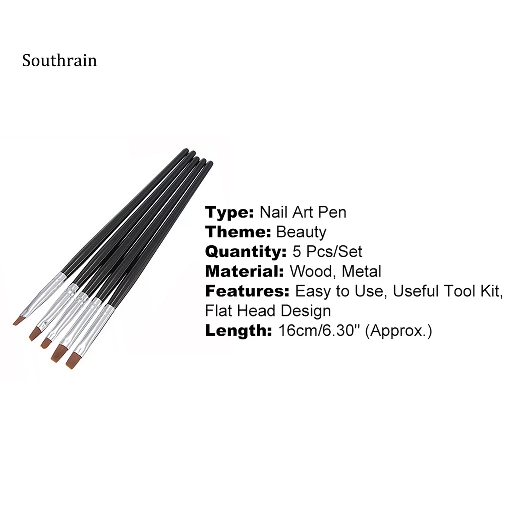 Set 5 Cọ Vẽ Móng Nghệ Thuật Bằng Gỗ Và Kim Loại Không Phai Màu Thời Trang Cho Nữ