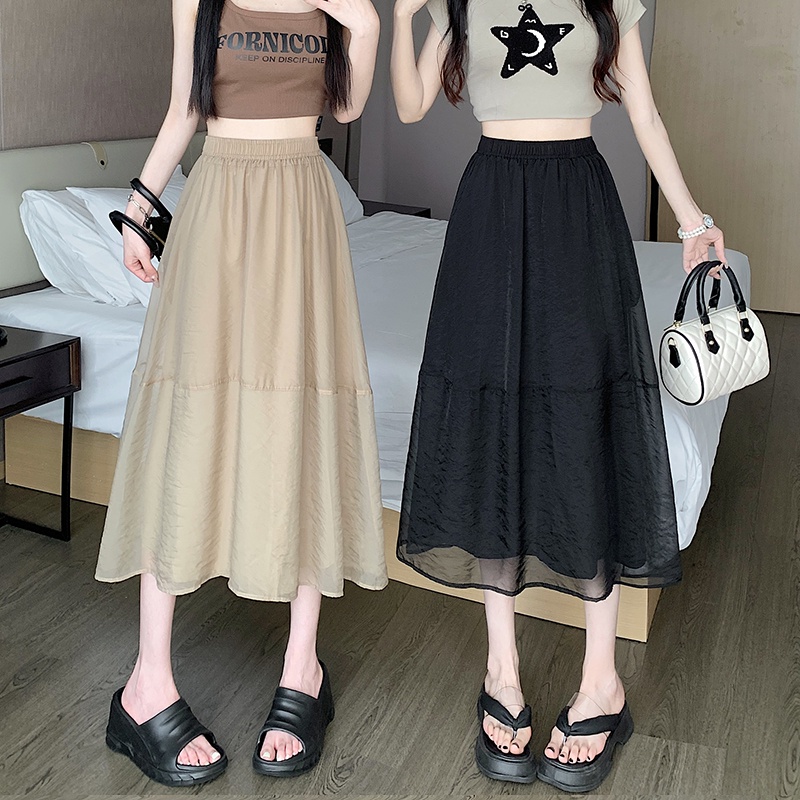 SUXI Chân Váy Chữ A Lưng Cao Màu Sắc Thời Trang Mùa Hè Cho Nữ