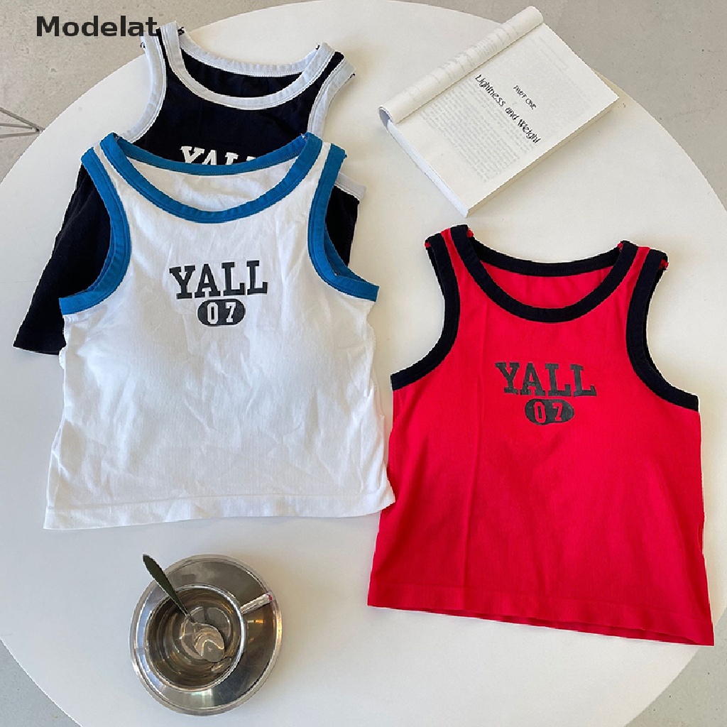 Áo Dây Sát Nách Cổ Tròn In Chữ Màu Sắc Tương Phản Thời Trang Mùa Hè Cho Nữ