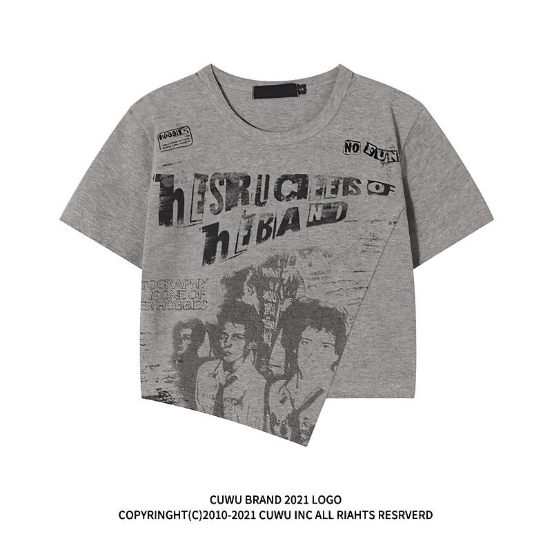 Áo Kiểu Cổ Tròn Thiết Kế Bất Đối Xứng Thời Trang Mùa Hè Cho Nữ