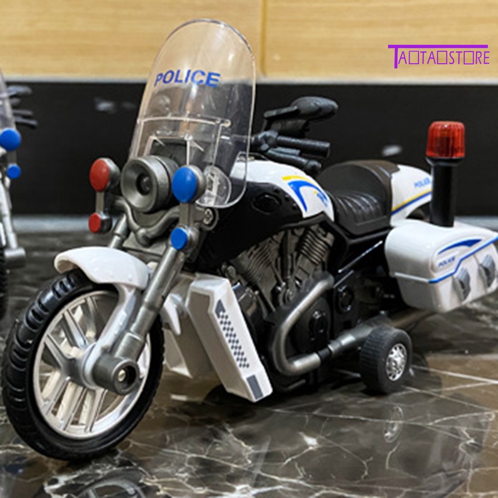 Đồ Chơi Xe Cảnh Sát Xe Máy Không Cần Khoan Tay Có Đèn LED Nhấp Nháy Cho Trẻ Em