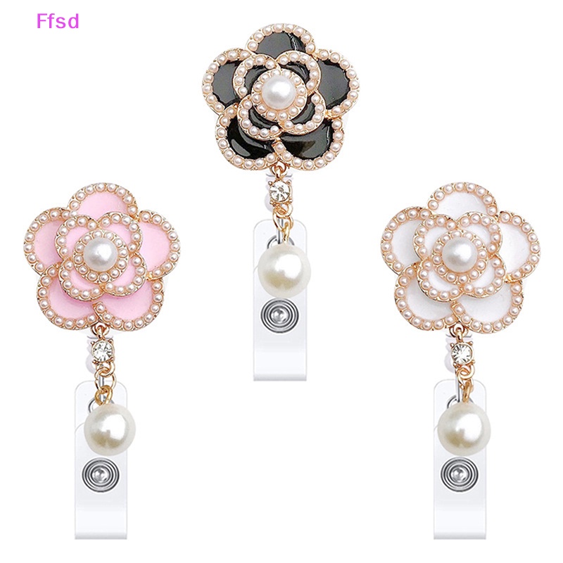 {Ffsd} Kẹp Giữ Thẻ ID Bảng Tên Có Thể Thu Vào Hình Hoa Đính Ngọc Trai Bán Chạy * Bán Chạy