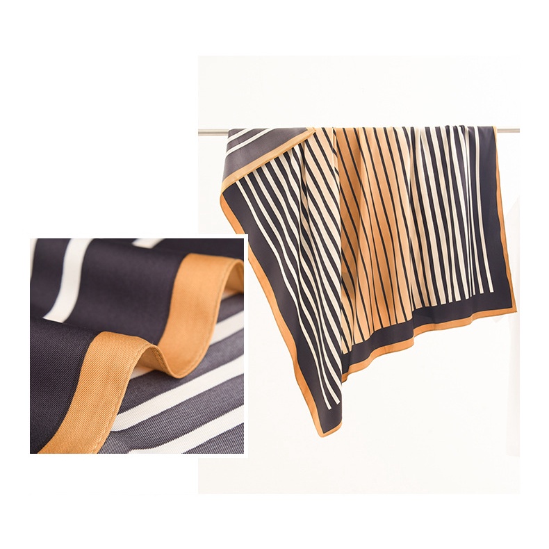 Khăn Choàng Cổ Hình Vuông 90 * 90CM Họa Tiết Kẻ Sọc Đơn Giản Phong Cách Hàn Quốc Thời Trang Cho Nữ
