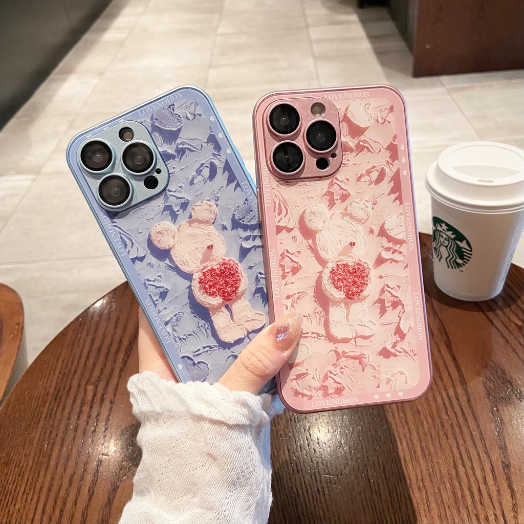 Ốp Điện Thoại Silicon Chống Sốc In Hình Gấu Hoạt Hình Thời Trang Cho iPhone 11 12 13 14 PRO MAX XR XS 7 8 Plus