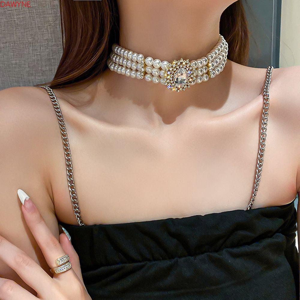 Vòng cổ Ba Tầng Họa Tiết Hoa Thời Trang Dành Cho Nữ|Phụ Kiện Trang Sức Bằng Hợp Kim Chất Lượng
