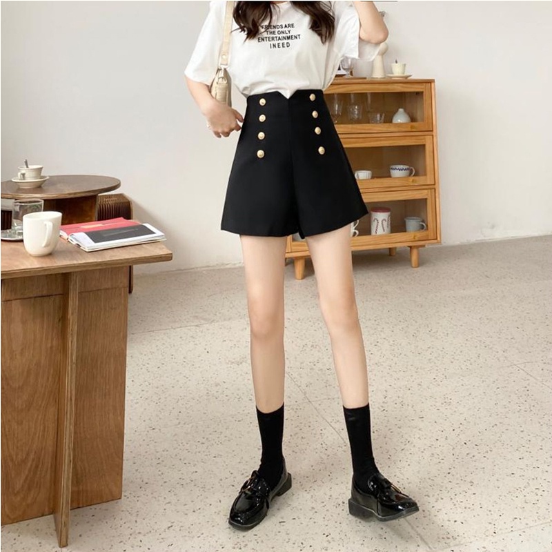 Quần Short Chữ A Lưng Cao Dáng Ôm Phong Cách Hàn Quốc Thời Trang Xuân Thu Cho Nữ