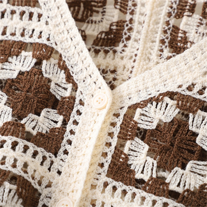 Xiangbao Áo Cardigan Dệt Kim Tay Ngắn Phồng Cài Nút Kiểu Vintage Cho Nữ