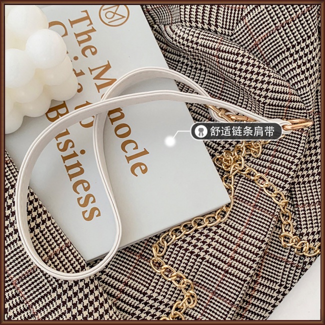 Túi Xách Da Pu Hình Vuông Có Khóa Nam Châm Phối Dây Xích Thời Trang Dự Tiệc