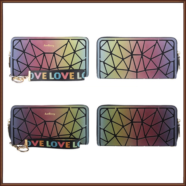 Ví Da Pu Cầm Tay Dáng Dài Màu Gradient Có Khóa Kéo Cho Nữ