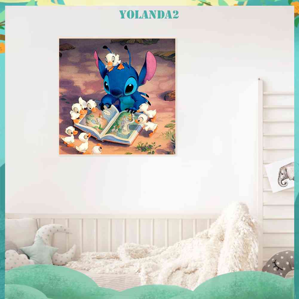 Bộ Tranh Đính Kim Cương Toàn Bộ Hình Vẽ Vịt Và Stitch Trang Trí Nhà Cửa