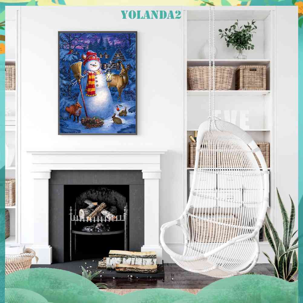 Bộ Tranh Đính Đá 5D Họa Tiết Người Tuyết / Lồng Đèn Độc Đáo DIY Dùng Trang Trí