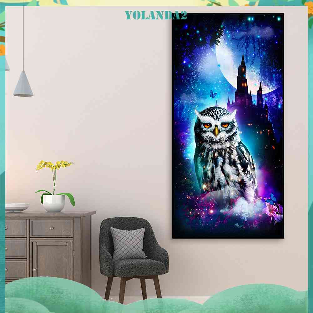 Bộ Tranh Đính Đá 5D Tự Làm Toàn Diện Họa Tiết Chim Cú Đêm Dùng Trang Trí Tường