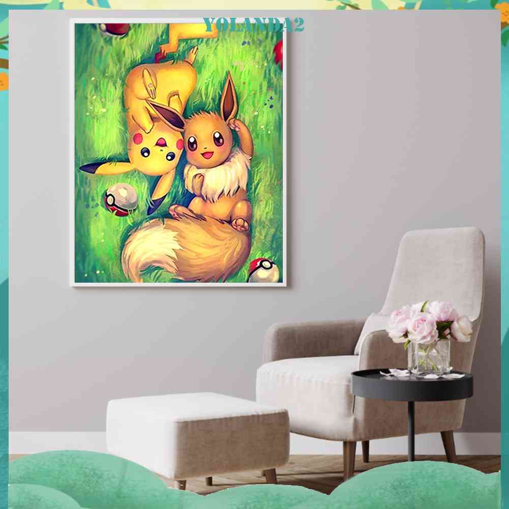 Bộ Tranh Đính Đá Tròn Toàn Diện Họa Tiết mon Độc Đáo DIY Dùng Trang Trí Nhà Cửa