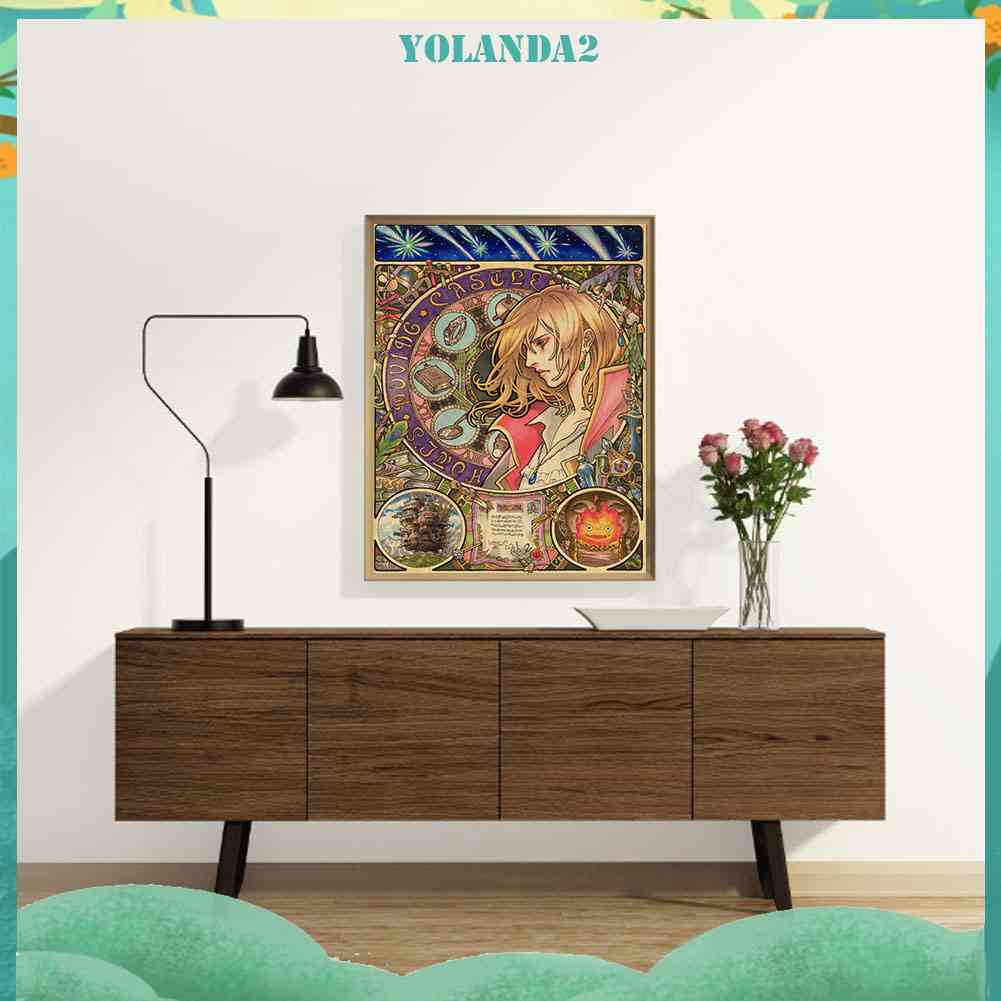 Bộ Tranh Đính Đá 5D Họa Tiết Hayao Miyazaki Độc Đáo DIY Dùng Trang Trí Nhà Cửa