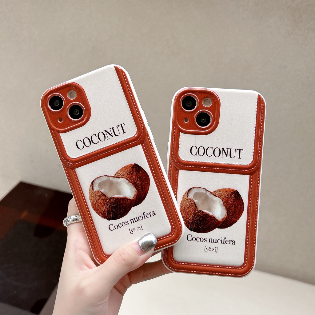 Ốp Điện Thoại TPU Dẻo Họa Tiết Trái Dừa Đơn Giản Chống Rơi Cho iPhone11 12 13 14 Pro Max