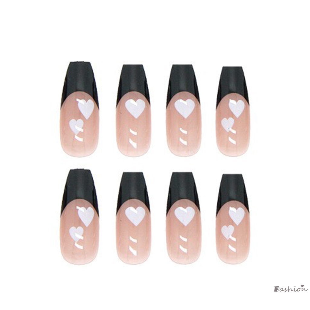 Bộ Móng Tay Giả Dài Màu Hồng / Đen Có Thể Tháo Rời