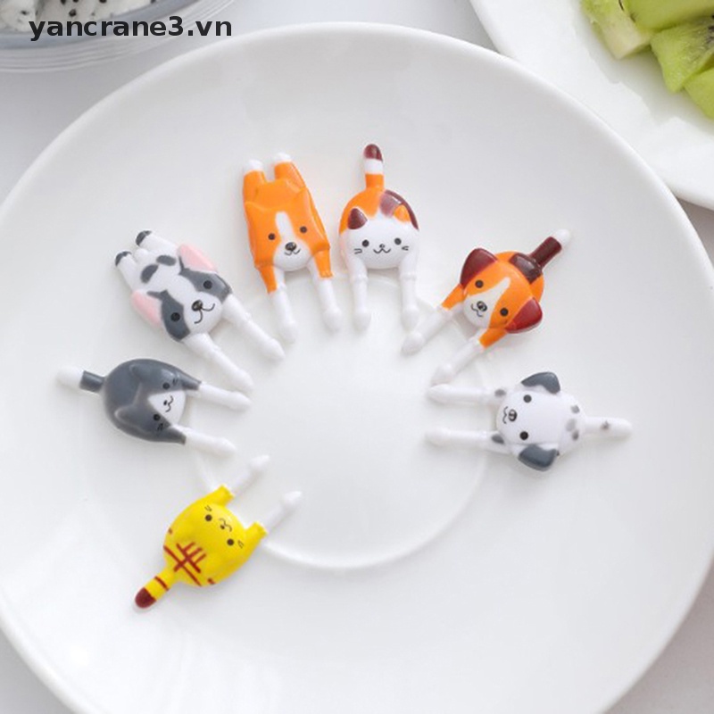 Bộ 7 Nĩa Ăn Trái Cây / Thức Ăn Vặt Mini Hình Động Vật Hoạt Hình Dễ Thương Cho Bé {yancrane3.vn}