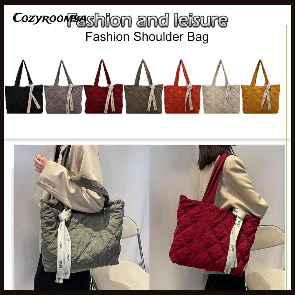 Túi Tote Đeo Vai Cỡ Lớn Chất Liệu Nylon Họa Tiết Sọc Caro Phong Cách Cổ Điển Thời Trang Cho Nữ