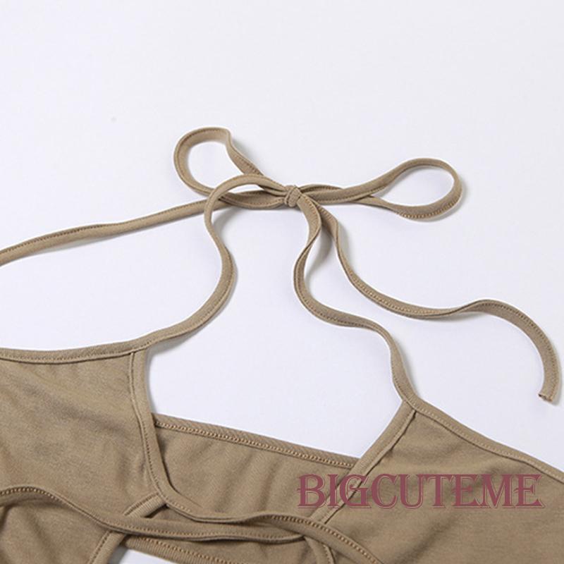 [] - Đầm Mini Ôm Dáng Không Tay Khoét Rỗng Màu Trơn Cho Nữ