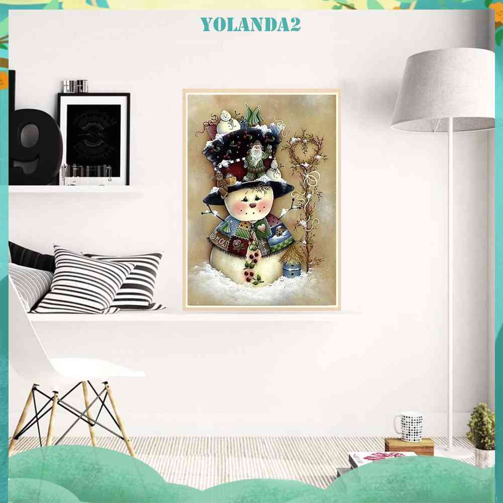 Tranh Đính Đá Kim Cương Toàn Bộ 5D DIY Hình Người Tuyết Giáng Sinh