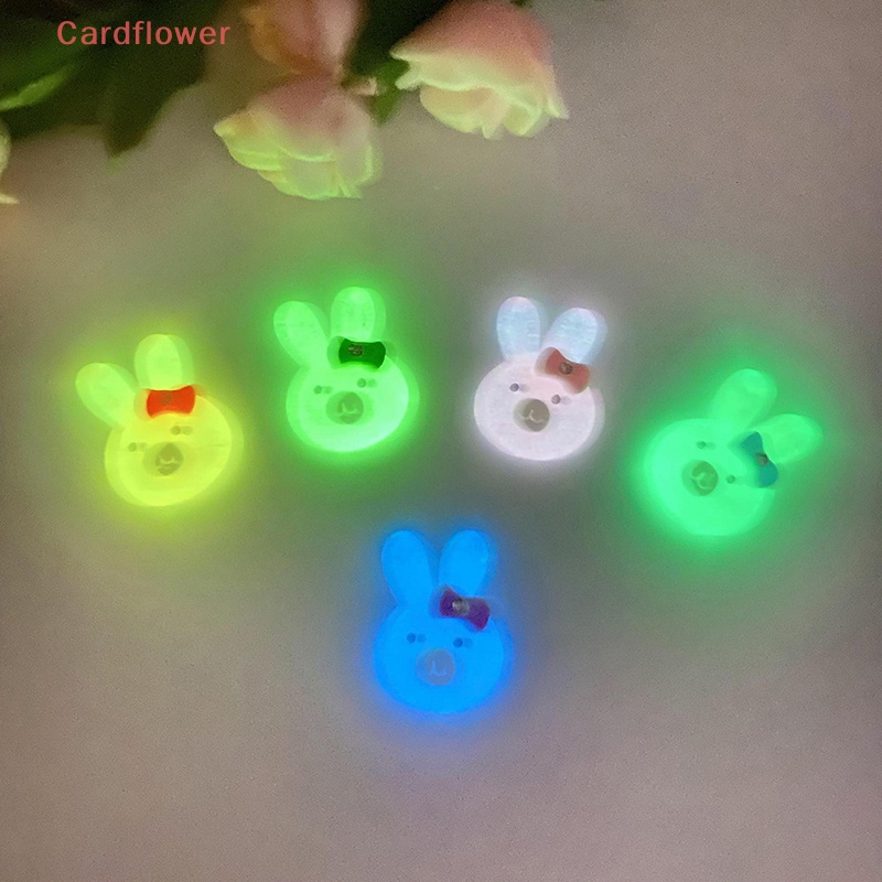 Bộ 5 Phụ Kiện Trang Trí Hình Thỏ Bằng Nhựa Màu Dạ Quang DIY Mới