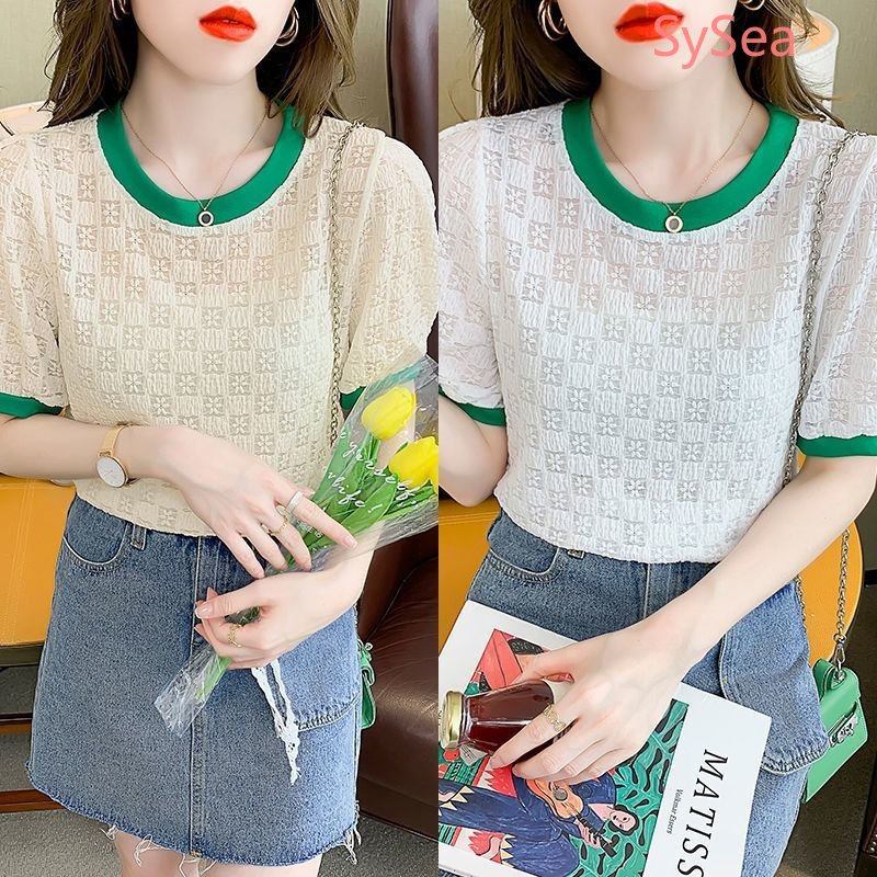 Áo Ren Lỗ Cổ Tròn Thời Trang Thanh Lịch Cho Nữ