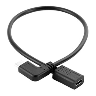 0.3 meters reversible design type c usb 3.1 90 degree male to usb-c female extension data cable extender cord