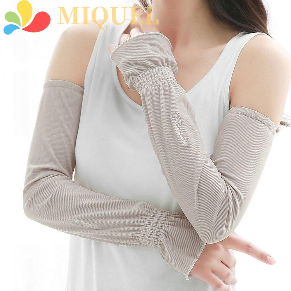 Găng Cánh Tay Chống Nắng Tia UV Co Giãn In Chữ Thanh Lịch