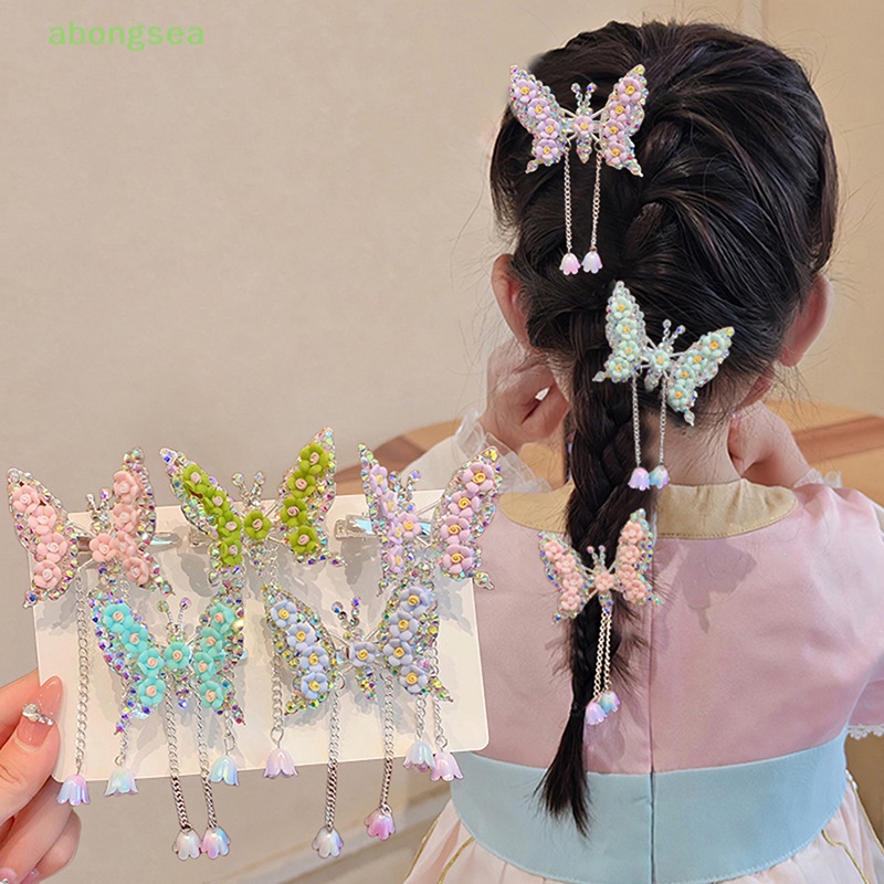 Kẹp Tóc Hình Cánh Bướm Phối Tua Rua Dễ Thương Cho Bé Gái