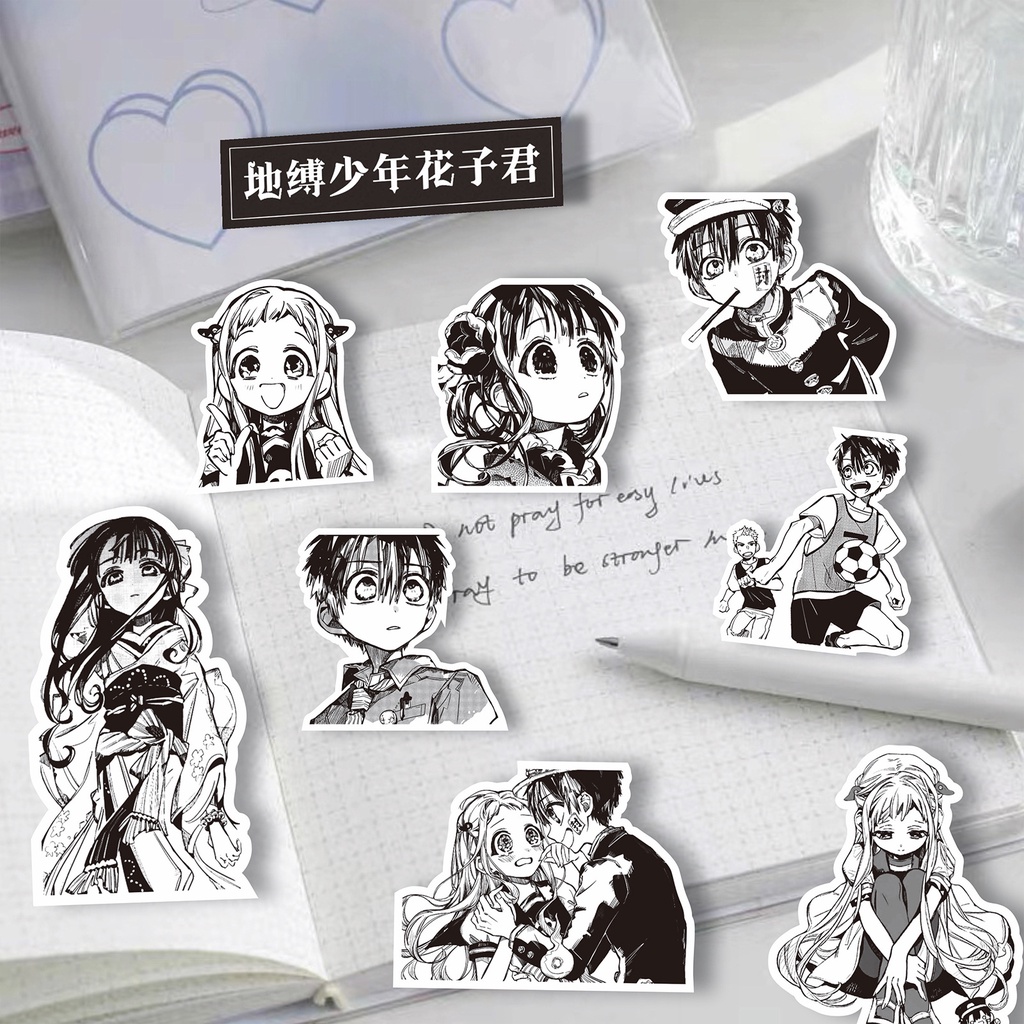 Bộ 64 Món Đồ Chơi Chất Lượng Cao ❉ Hanako-kun đi vệ sinh. Nhãn Dán Series 01 Màu Trắng Đen Cổ Điển ❉ Sticker Dán Tường Chống Thấm Nước Họa Tiết Doodle Hợp Thời Trang