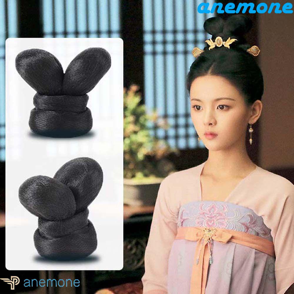 Búi Tóc Giả Bằng Sợi Tổng Hợp Màu Đen Phong Cách Hanfu Trung Hoa Cổ Điển Dành Cho Bạn Nữ