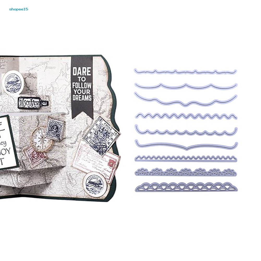 Khuôn Cắt Giấy Làm Từ Kim Loại Hình Gợn Sóng Trang Trí Scrapbook