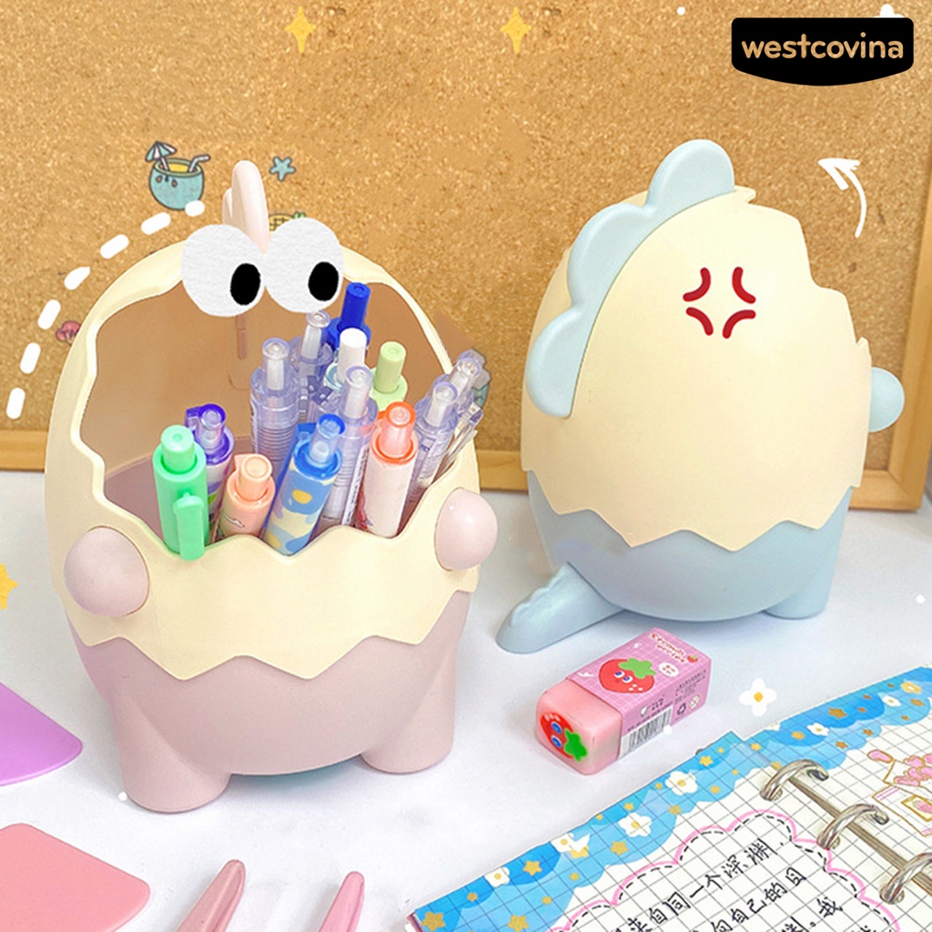 [COD]♪Hộp Đựng Bút / Cọ Trang Điểm Hình Khủng Long Hoạt Hình Dễ Thương Có Thể Tháo Rời