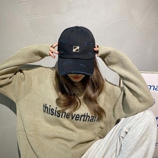 We11done retro hole-breaking baseball cap fashion men's and women's washed old cap versatile casual baseball cap summer